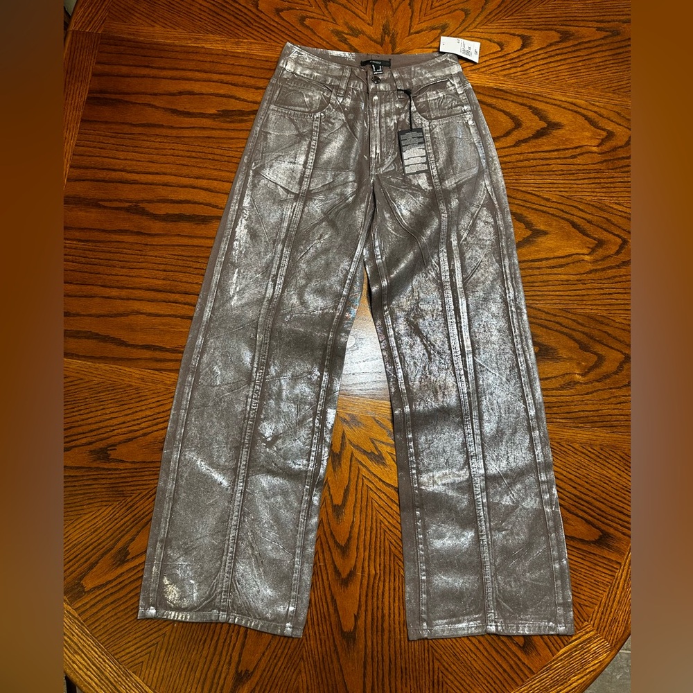 Forever 21 Shimmering Silver jeans